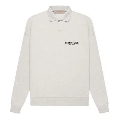 Essentials Fear Of God  Ss22 Long Sleeve Polo Shirt 'light Oatmeal' In Gray