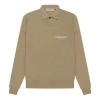 Essentials Fear Of God  Ss22 Long Sleeve Polo Shirt 'oak' In Green