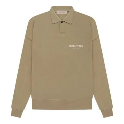 Essentials Fear Of God  Ss22 Long Sleeve Polo Shirt 'oak' In Green