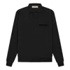 Essentials Fear Of God  Ss22 Long Sleeve Polo Shirt 'stretch Limo' In Black