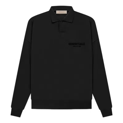 Essentials Fear Of God  Ss22 Long Sleeve Polo Shirt 'stretch Limo' In Black