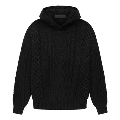 Essentials Fear Of God  Ss23 Cable Knit Hoodie 'jet Black'
