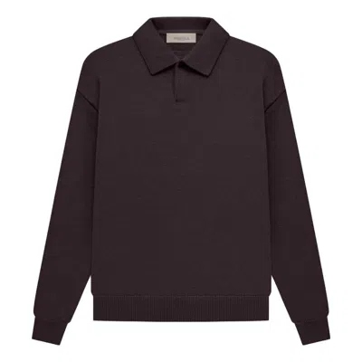 Essentials Fear Of God  Ss23 Knit Long Sleeve Polo Shirt 'plum'