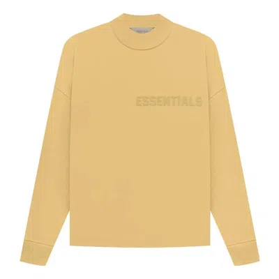 Essentials Fear Of God  Ss23 Long Sleeve Logo Tee 'light Tuscan' In Yellow