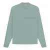 Essentials Fear Of God  Ss23 Long Sleeve Logo Tee 'sycamore' In Blue