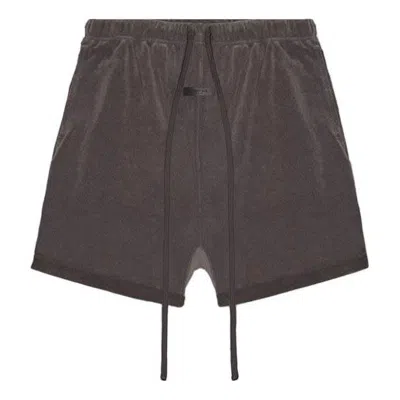 Essentials Fear Of God  Ss23 Terry Shorts 'off Black' In Brown