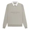 Essentials Fear Of God  Ss23 Waffle Henley Rugby Seal Logo Polo 'grey'