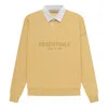 Essentials Fear Of God  Ss23 Waffle Long Sleeve Polo Shirt 'light Tuscan' In Gold