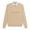 Essentials Fear Of God  Ss23 Waffle Long Sleeve Polo Shirt 'sand' In Nude