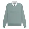 Essentials Fear Of God  Ss23 Waffle Long Sleeve Polo Shirt 'sycamore' In Blue