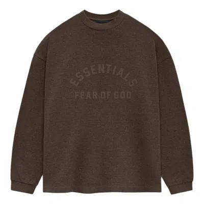 Essentials Fear Of God  Ss24 Heavy Long Sleeve T-shirt 'heather Wood'