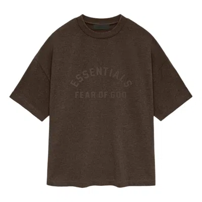 Essentials Fear Of God  Ss24 Heavy T-shirt 'heather Wood' In Brown