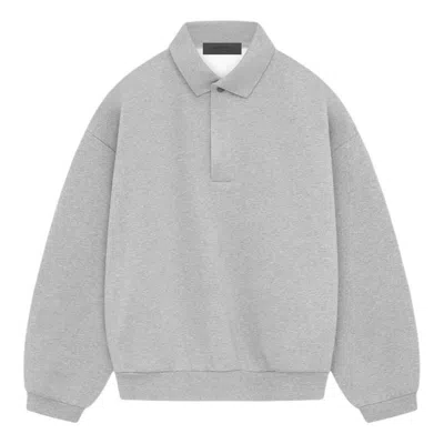 Essentials Fear Of God  Ss24 Long Sleeve Polo Shirt 'light Heather Grey' In Gray