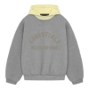 Essentials Fear Of God  Ss24 Nylon Fleece Hoodie 'dark Heather Oatmeal Garden Yellow' In Gray