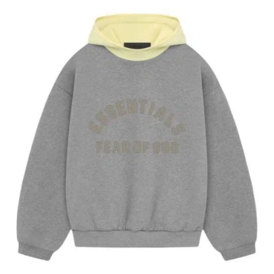 Essentials Fear Of God  Ss24 Nylon Fleece Hoodie 'dark Heather Oatmeal Garden Yellow'