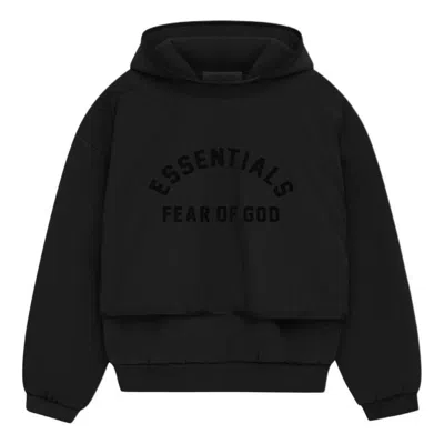 Essentials Fear Of God  Ss24 Nylon Fleece Hoodie 'jet Black'