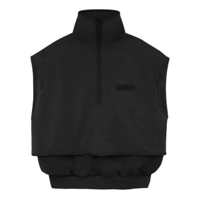 Essentials Fear Of God  Ss24 Nylon Fleece Mockneck Vest 'jet Black'