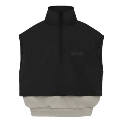 Essentials Fear Of God  Ss24 Nylon Fleece Mockneck Vest 'seal Jet Black'