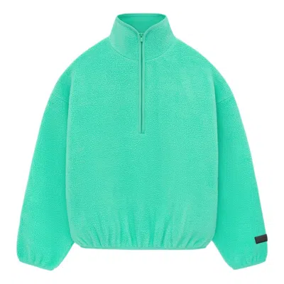Essentials Fear Of God  Ss24 Nylon Half Zip Mockneck 'mint Leaf' In Blue