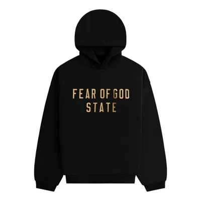 Essentials Fear Of God  Ss25 Fleece Hoodie 'black Yellow'