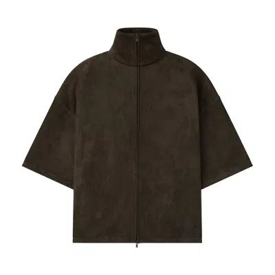 Pre-owned Essentials Fear Of God  Suede Fleece High Neck 3/4 Sleeve Jacket 'brown' | Men's Size Xl