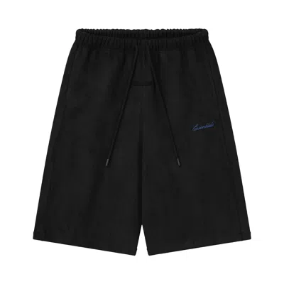 Pre-owned Essentials Fear Of God  Suede Fleece Signature Relaxed Short W/ Piping 'black' | Men's Size Xs