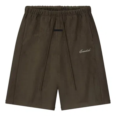 Essentials Signature Logo-embroidered Shorts In Brown