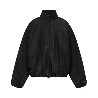 Pre-owned Essentials Fear Of God  Textured Nylon Track Jacket 'black' | Women's Size Xl