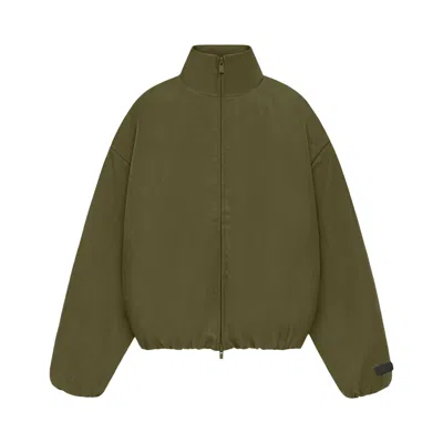 Pre-owned Essentials Fear Of God  Textured Nylon Track Jacket 'military' | Green | Women's Size Xs