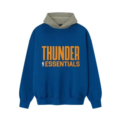 Pre-owned Essentials Fear Of God  Thunder Sport Hoodie 'blue/concrete Heather' | Men's Size L