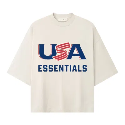 Pre-owned Essentials Fear Of God  Usa Merch Tee 'oat' | White | Men's Size Xs