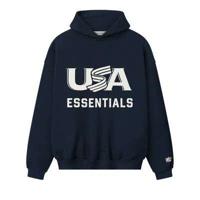Pre-owned Essentials Fear Of God  Usa Sport Hoodie 'dark Sapphire' | Blue | Men's Size L