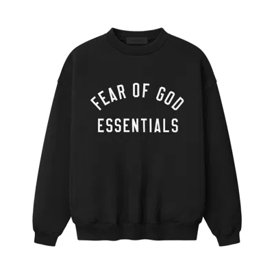 Pre-owned Essentials Fear Of God  Varsity 90s Crewneck Sweatshirt 'vintage Black' | Men's Size L