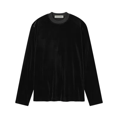 Pre-owned Essentials Fear Of God  Velour Classic Long Sleeve Tee 'vintage Black' | Women's Size Xs