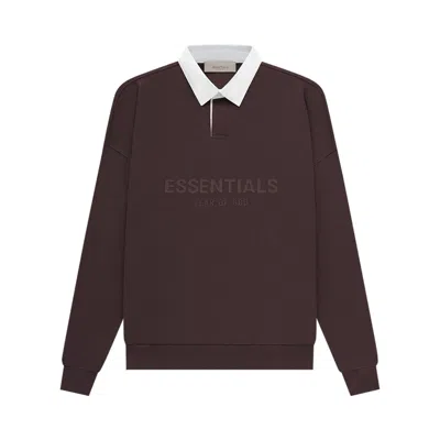 Pre-owned Essentials Fear Of God  Waffle Henley Rugby 'plum' In Brown