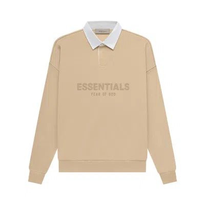 Pre-owned Essentials Fear Of God  Waffle Henley Rugby 'sand' In Cream