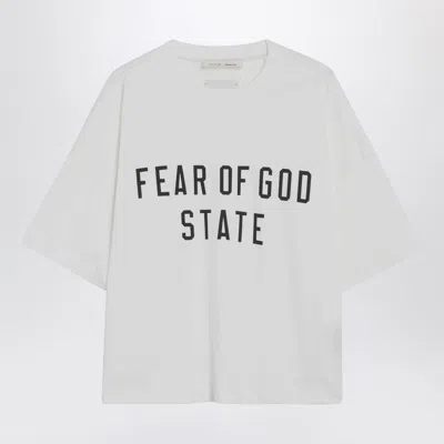 Essentials Fear Of God  White Crewneck T-shirt With Logo In Neutral