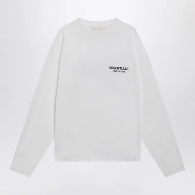 Essentials Fear Of God  White Longsleeve Tshirt With Logo Print