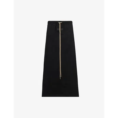 Essentials Fear Of God  Womens Black Drawstring-waist Cotton-jersey Midi Skirt