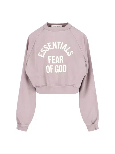 Essentials Fear Of God  Women's Cropped Graphic Sweatshirt In Pink