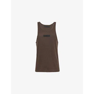 Essentials Fear Of God  Womens Heather Wood  Cotton-blend Tank Top