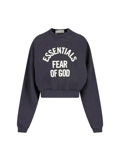Essentials Fear Of God  Women's Logo Cotton Sweatshirt In Black
