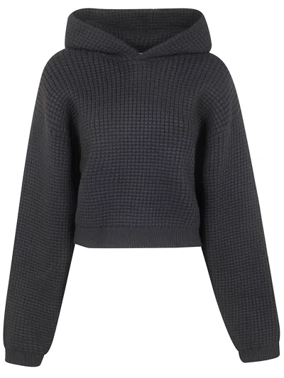 Essentials Fear Of God  "womens Heavy Waffle 90`s" Hoodie In Black