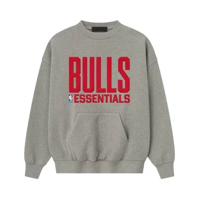 Pre-owned Essentials Fear Of God  X Nba Bulls Sports Fit Crewneck 'concrete Heather' | Grey | Men's Size S In Gray