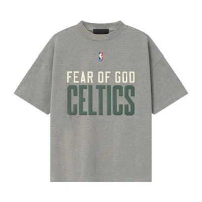 Pre-owned Essentials Fear Of God  X Nba Celtics 90's Tee 'concrete Heather' | Grey | Men's Size L In Gray