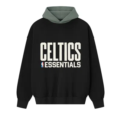 Pre-owned Essentials Fear Of God  X Nba Celtics Sport Hoodie 'black/balsam Green' | Men's Size Xl