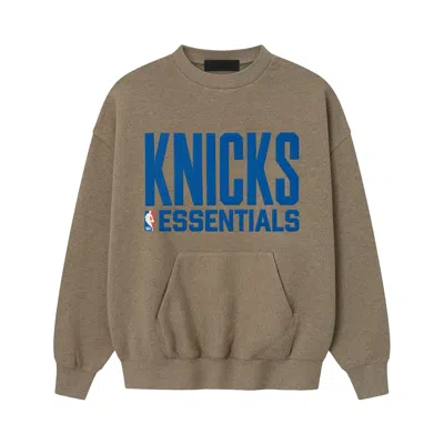 Pre-owned Essentials Fear Of God  X Nba Knicks Sports Fit Crewneck 'homestead Heather' | Grey | Men's Size L In Gray