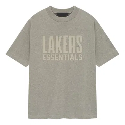 Essentials Fear Of God  X Nba Lakers T-shirt 'warm Heather'