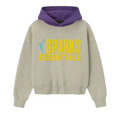 Pre-owned Essentials Fear Of God  X Nba Sparks Classic Hoodie 'heather Stone/purple Reign' | Grey | Women's Siz In Gray