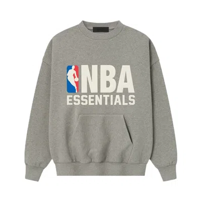 Pre-owned Essentials Fear Of God  X Nba Sports Fit Crewneck 'concrete Heather' | Grey | Men's Size M In Gray